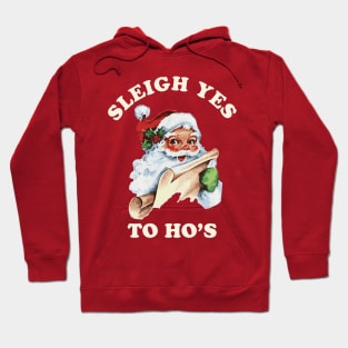 Vintage Christmas Santa Claus Face Sleigh Yes to Ho's Hoodie